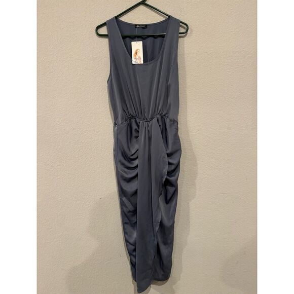 Pretty Garden Women's Size XL Scoop Neck Sleeveless Drape Dress Gray NWT - Picture 1 of 5